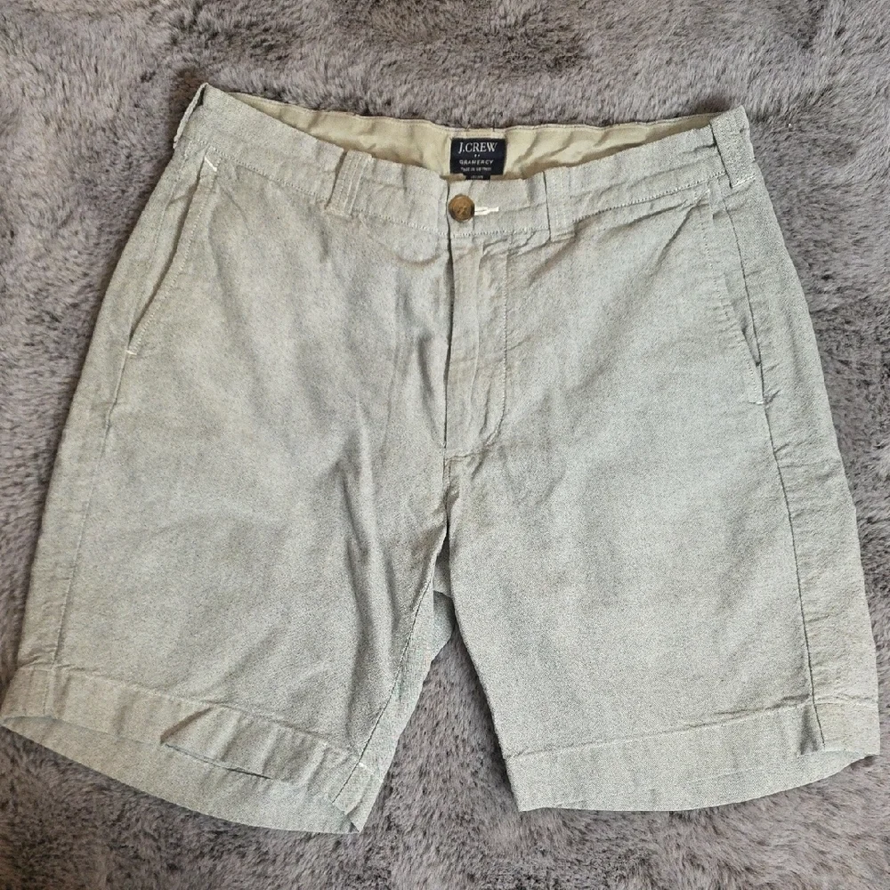 J. Crew Gramercy Gray Flat Front Cotton Shorts Size 30